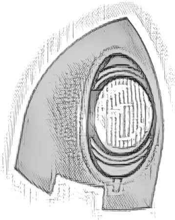 Slope, Curved 1 x 1 x 1 1/3 Corner Round with White and Silver Headlight Pattern Model Right Side