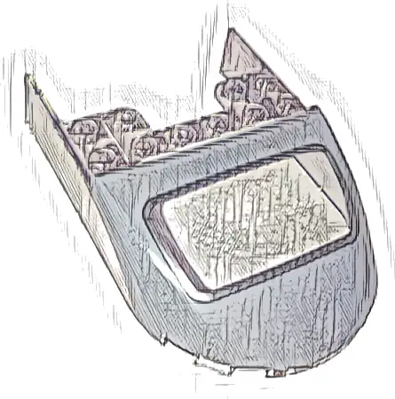 Windscreen 6 x 9 x 1 2/3 with Light Bluish Gray and Silver Aston Martin DB5 Rear Windshield Outline Pattern