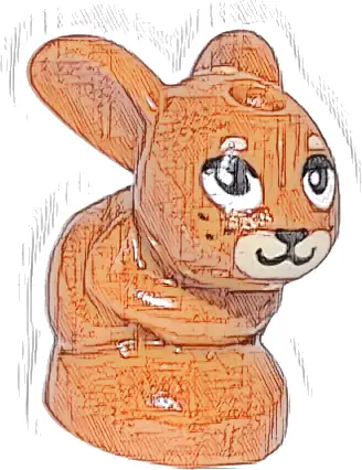 Bunny / Rabbit, Friends Style, Baby, Sitting with Black Eyes, Nose, and Whiskers and Tan Muzzle Pattern