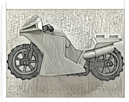 Motorcycle Sport Bike with Black Frame, Flat Silver Wheels and Black Handlebars