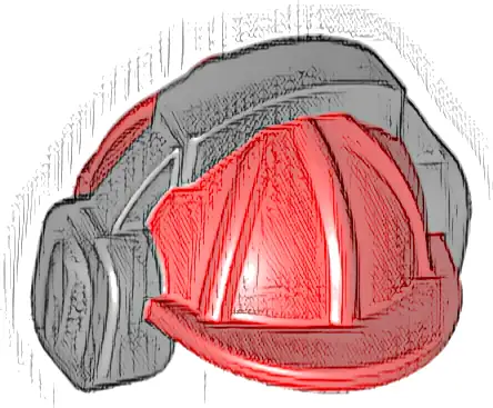 Minifigure, Headgear Helmet Construction with Molded Black Ear Protectors / Headphones Pattern