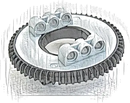 Technic Turntable 60 Tooth with Black Top with Beveled Teeth (18939 / 18938)