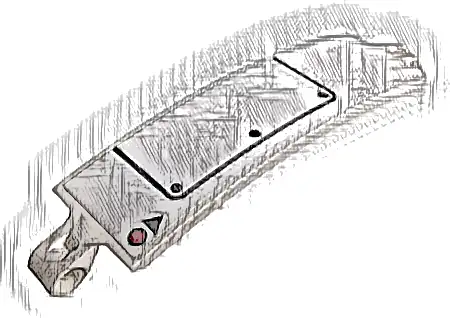 Technic, Panel Curved 3 x 13 with Small Red Dot and Black Triangle, 5 Dots and Access Hatch Line on White Background Pattern (Sticker) - Set 42096