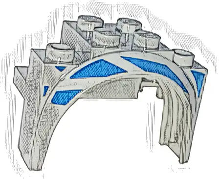 Vehicle, Mudguard 4 x 2 1/2 x 2 1/3 with Arch Round with Blue Stripes Pattern Model Right Side