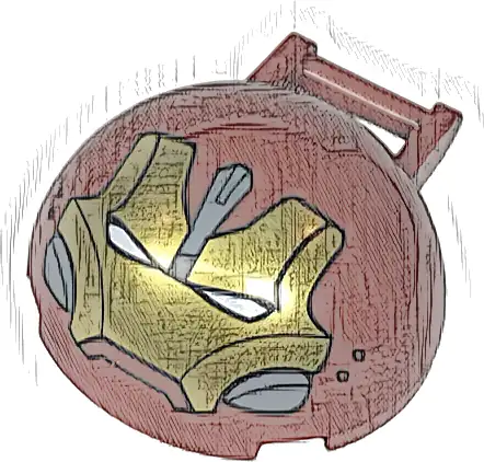 Windscreen 4 x 4 x 1 2/3 Canopy Half Sphere with Bar Handle with Gold Hulkbuster Face with Dark Bluish Gray Cheeks and Forehead Panel and Black Air Holes Pattern