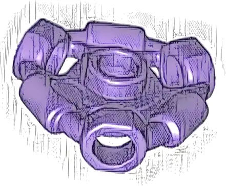 Minifigure, Weapon Holder Ring with 3 Bars and 3 Bar Holes (Ninjago Aeroblade Center) - Open Stud