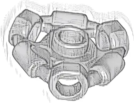 Minifigure, Weapon Holder Ring with 3 Bars and 3 Bar Holes (Ninjago Aeroblade Center) - Open Stud