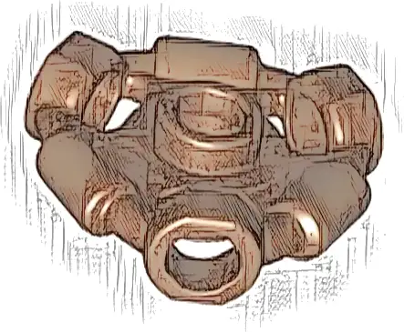 Minifigure, Weapon Holder Ring with 3 Bars and 3 Bar Holes (Ninjago Aeroblade Center) - Open Stud