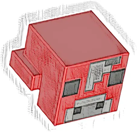 Creature Head Pixelated with Black Eyes and Nostrils, Light Bluish Gray and Dark Bluish Gray Nose, and Forehead with Light Bluish Gray Pixel Between Eyes and Dark Bluish Gray Top Border Pattern (Minec