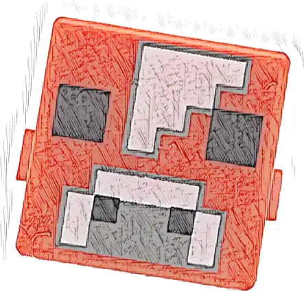 Creature Head Pixelated with Black Eyes and Nostrils, White and Dark Bluish Gray Nose and Forehead Pattern (Minecraft Mooshroom)