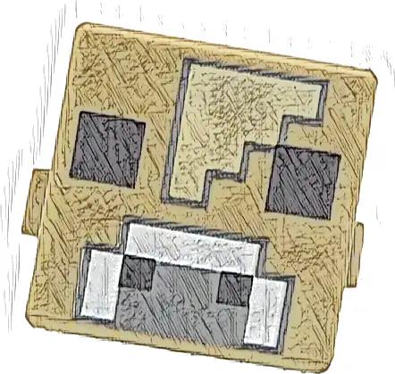 Creature Head Pixelated with Black Eyes and Nostrils, White and Dark Bluish Gray Nose, and Tan Forehead Pattern (Minecraft Mooshroom)