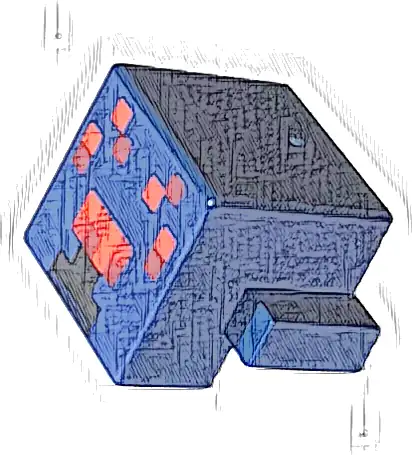 Creature Head Pixelated with Black, Red and Dark Red Face Pattern (Minecraft Spider)