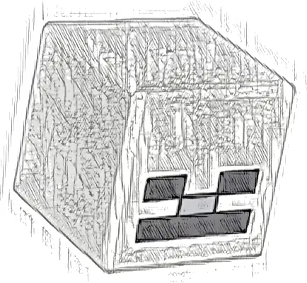 Minifigure, Head, Modified Cube with Pixelated Black Eyes, Light Bluish Gray Nose, and Black Mouth Pattern (Minecraft Skeleton)