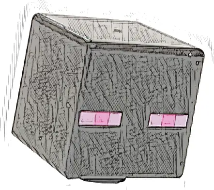 Minifigure, Head, Modified Cube with Pixelated Dark Pink and Bright Pink Eyes Pattern (Minecraft Enderman)