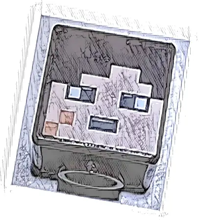 Minifigure, Head, Modified Cube with Pixelated Light Nougat Face and Nougat Cheek Scar Pattern (Minecraft End Warrior)