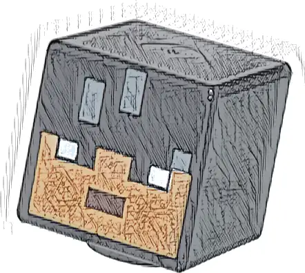 Minifigure, Head, Modified Cube with Pixelated Medium Nougat Face, Dark Brown Mouth, and Dark Bluish Gray Highlights Pattern (Minecraft Sunny)