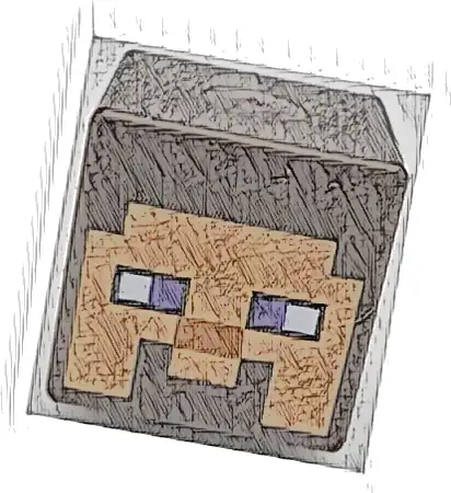 Część LEGO® 19729pb093 Minifigurka, Głowa, Zmieniona Kostka z Pikselową Twarzą Brązową, Ciemnofioletowe Oczy, Pomarańczowy Nos i Uśmiech, Wzór (Minecraft Steve)