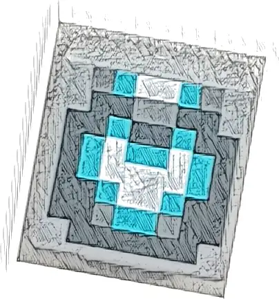 Minifigure, Head, Modified Cube with Pixelated Black, Dark Bluish Gray, Medium Azure and White Helmet Pattern (Minecraft Space Sentinel)