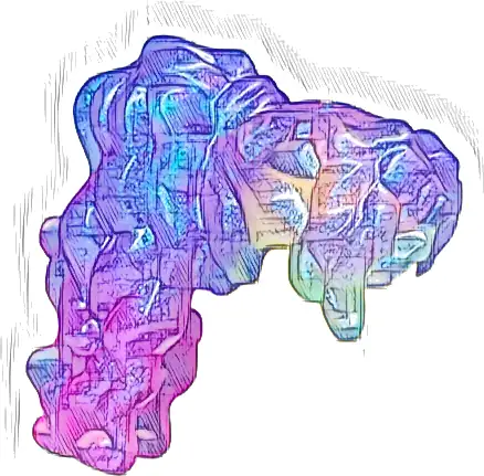 Minifigure, Hair Female Long Wavy, High Back Ponytail with Marbled Satin Trans-Dark Pink Pattern