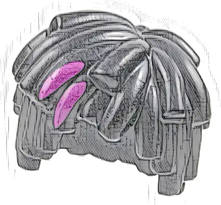 Minifigure, Hair Short Layered Mop Top with Magenta Streaks Pattern