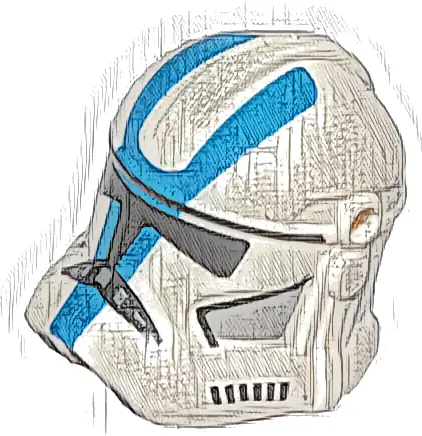 Minifigure, Headgear Helmet SW Clone Trooper (Phase 2) with Holes with Black Visor and Blue and Light Bluish Gray 501st Legion Markings Pattern