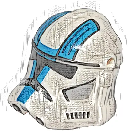 Minifigure, Headgear Helmet SW Clone Trooper (Phase 2) with Holes with Black Visor and Blue, Light Bluish Gray, and Black 501st Legion Markings Pattern