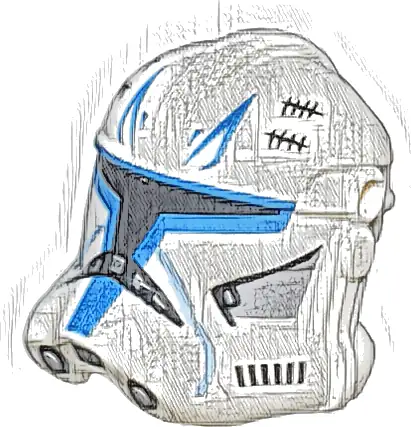 Minifigure, Headgear Helmet SW Clone Trooper (Phase 2) with Holes with Black Visor and Tally, and Captain Rex Blue Markings Pattern