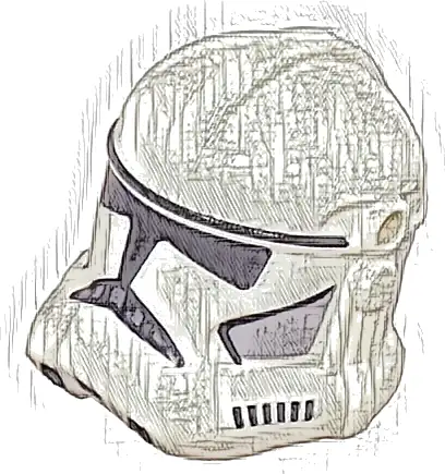 Minifigure, Headgear Helmet SW Clone Trooper (Phase 2) with Holes with Black Visor and Markings and Light Bluish Gray Cheek Indents Pattern