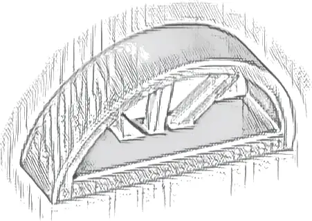 Window 1 x 4 x 1 2/3 with Spoked Rounded Top