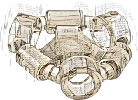 Minifigure, Weapon Holder Ring with 3 Bars and 3 Bar Holes (Ninjago Aeroblade Center) - Hollow Stud