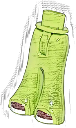 Mini Doll Hips and Trousers Bell-Bottoms with Dark Red Shoes with White Soles Pattern - Thin Hinge