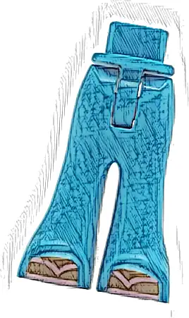 Mini Doll Hips and Trousers Bell-Bottoms with Medium Brown Feet and Metallic Pink Flip Flops Pattern - Thin Hinge