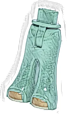 Mini Doll Hips and Trousers Bell-Bottoms with Medium Nougat Shoes with Tan Soles Pattern - Thin Hinge