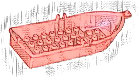 Boat, 14 x 5 x 2 with Oarlocks without Hollow Inside Studs