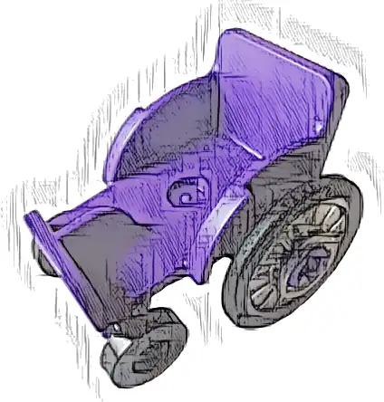 Mini Doll, Utensil Wheelchair with Trans-Clear Wheelchair Wheels with Technic Pin Hole and Black Trolley Wheels (2135 / 80441pb01 / 2496)