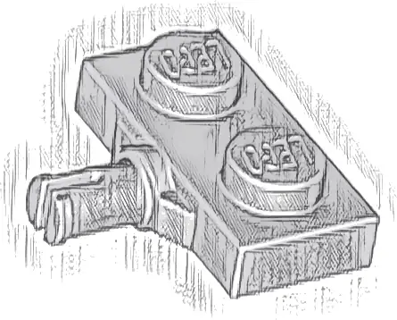 Plate, Modified 1 x 2 with Wheel Holder