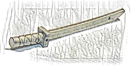 Minifigure, Weapon Sword, Shamshir / Katana (Square Guard) with Capped Pommel and Holes in Crossguard and Blade