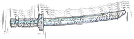 Minifigure, Weapon Sword, Shamshir / Katana (Square Guard) with Capped Pommel and Holes in Crossguard and Blade