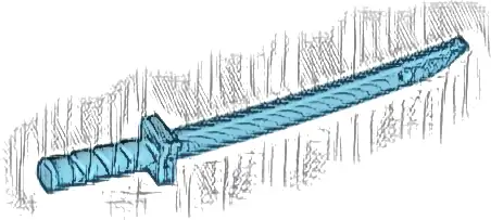 Minifigure, Weapon Sword, Shamshir / Katana (Square Guard) with Capped Pommel and Holes in Crossguard and Blade