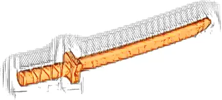 Minifigure, Weapon Sword, Shamshir / Katana (Square Guard) with Capped Pommel and Holes in Crossguard and Blade