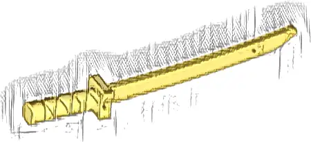 Minifigure, Weapon Sword, Shamshir / Katana (Square Guard) with Capped Pommel and Holes in Crossguard and Blade