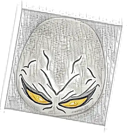 Large Figure Armor, Round, Smooth with Large Bright Light Orange Eyes and Dark Bluish Gray Wrinkles Pattern