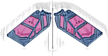 Windscreen 8 x 4 x 2 with 2 Studs and Bar Handle with Black and Magenta Mechanical Armor Pattern on Top and Both Sides (Stickers) - Set 76316