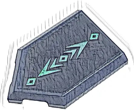 Tile, Modified 2 x 3 Pentagonal with Metallic Light Blue Arrows and Diamonds on Dark Blue Background Pattern (Sticker) - Set 43197