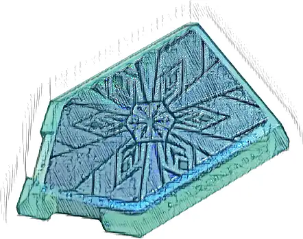 Tile, Modified 2 x 3 Pentagonal with Metallic Light Blue Snowflake and Ice Crystals Pattern (Sticker) - Set 43197