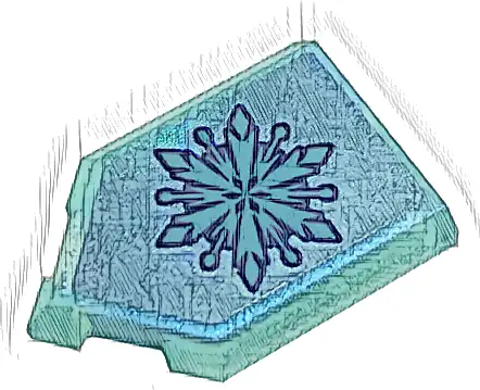 Tile, Modified 2 x 3 Pentagonal with Metallic Light Blue Snowflake Pattern (Sticker) - Set 43197