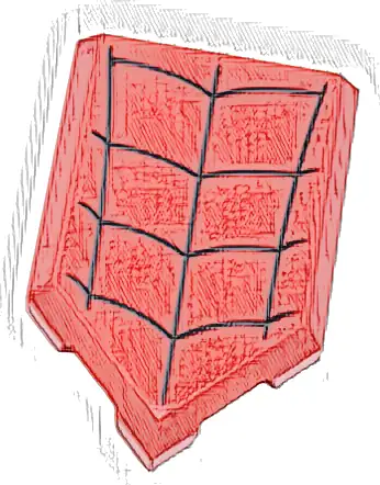 Tile, Modified 2 x 3 Pentagonal with Black Spider Web Pattern