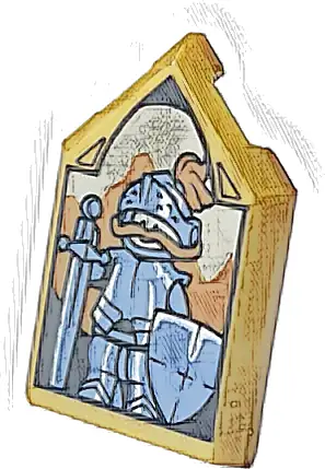 Tile, Modified 2 x 3 Pentagonal with HP Portrait - Sir Cadogan Pattern