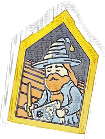 Tile, Modified 2 x 3 Pentagonal with HP Portrait - Sleeping Wizard Pattern