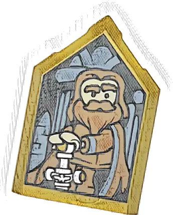 Tile, Modified 2 x 3 Pentagonal with HP Portrait - Godric Gryffindor Pattern